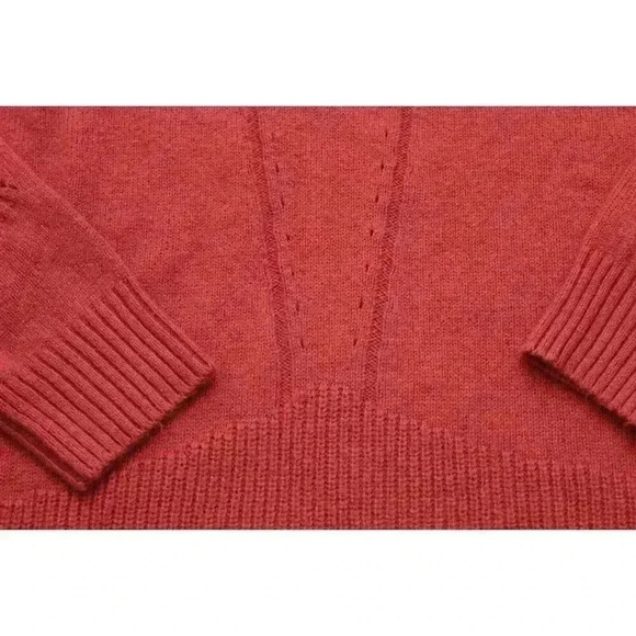 Soft Surroundings Large Burnt Orange Pointelle Knit V-Neck Everest Sweater Knit - Picture 7 of 12